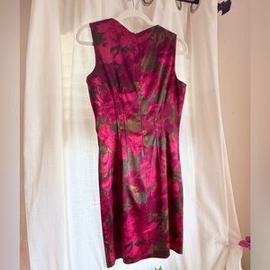 T Tahari Pink and Green Floral Mini Dress